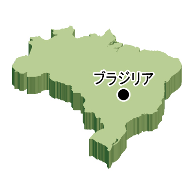 ブラジル連邦共和国無料フリーイラスト｜首都名・立体(緑)